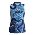 Australia Indigenous Blue Ribbon Women Sleeveless Polo Shirt Mo Bros Mustache - Aussie Hoodie
