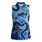 Australia Indigenous Blue Ribbon Women Sleeveless Polo Shirt Mo Bros Mustache - Aussie Hoodie