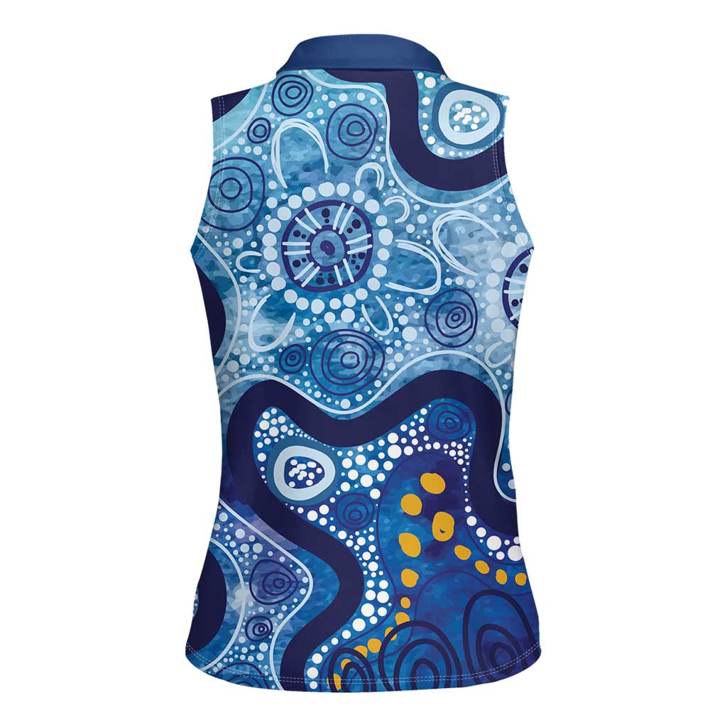 Australia Indigenous Blue Ribbon Women Sleeveless Polo Shirt Mo Bros Mustache - Aussie Hoodie