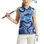 Australia Indigenous Blue Ribbon Women Sleeveless Polo Shirt Mo Bros Mustache - Aussie Hoodie