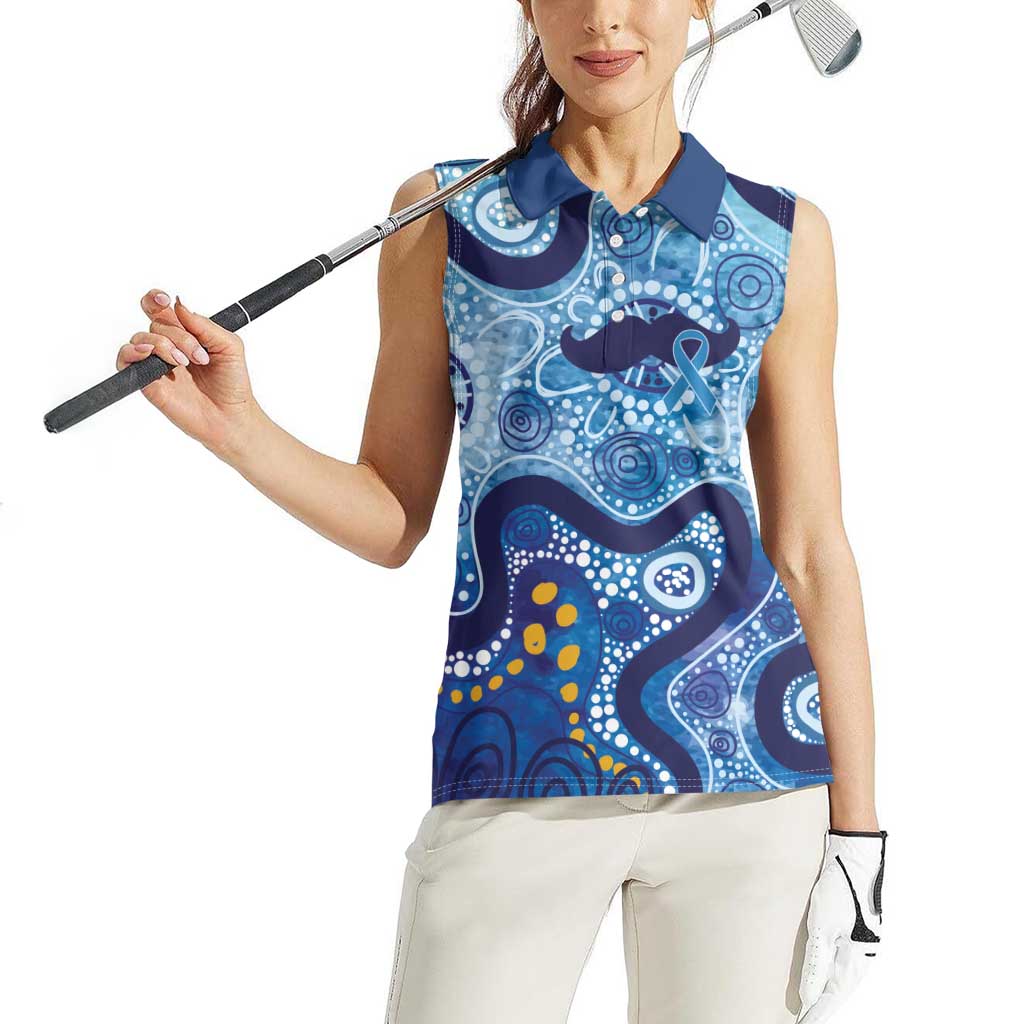 Australia Indigenous Blue Ribbon Women Sleeveless Polo Shirt Mo Bros Mustache - Aussie Hoodie