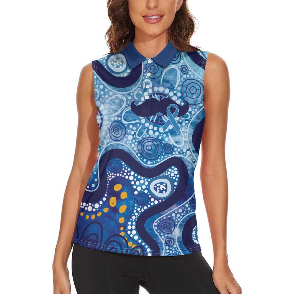 Australia Indigenous Blue Ribbon Women Sleeveless Polo Shirt Mo Bros Mustache - Aussie Hoodie