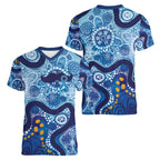 Australia Indigenous Blue Ribbon Women V-Neck T-Shirt Mo Bros Mustache - Aussie Hoodie