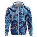 Australia Indigenous Blue Ribbon Zip Hoodie Mo Bros Mustache - Aussie Hoodie
