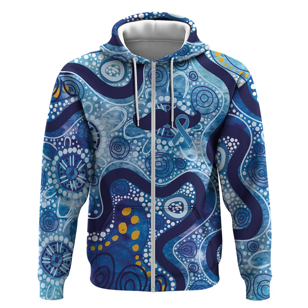 Australia Indigenous Blue Ribbon Zip Hoodie Mo Bros Mustache - Aussie Hoodie