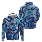 Australia Indigenous Blue Ribbon Zip Hoodie Mo Bros Mustache - Aussie Hoodie