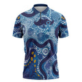 Australia Indigenous Blue Ribbon Zipper Polo Shirt Mo Bros Mustache - Aussie Hoodie