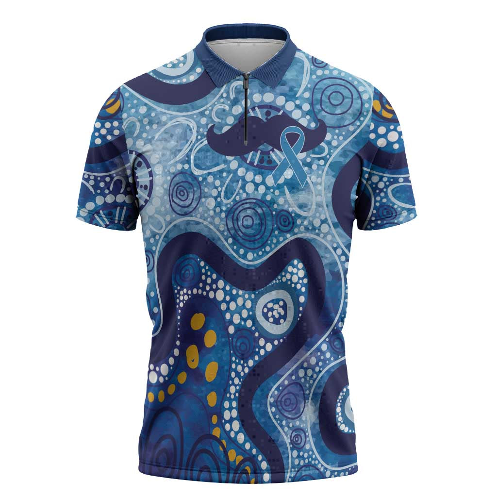 Australia Indigenous Blue Ribbon Zipper Polo Shirt Mo Bros Mustache - Aussie Hoodie