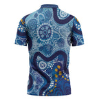 Australia Indigenous Blue Ribbon Zipper Polo Shirt Mo Bros Mustache - Aussie Hoodie