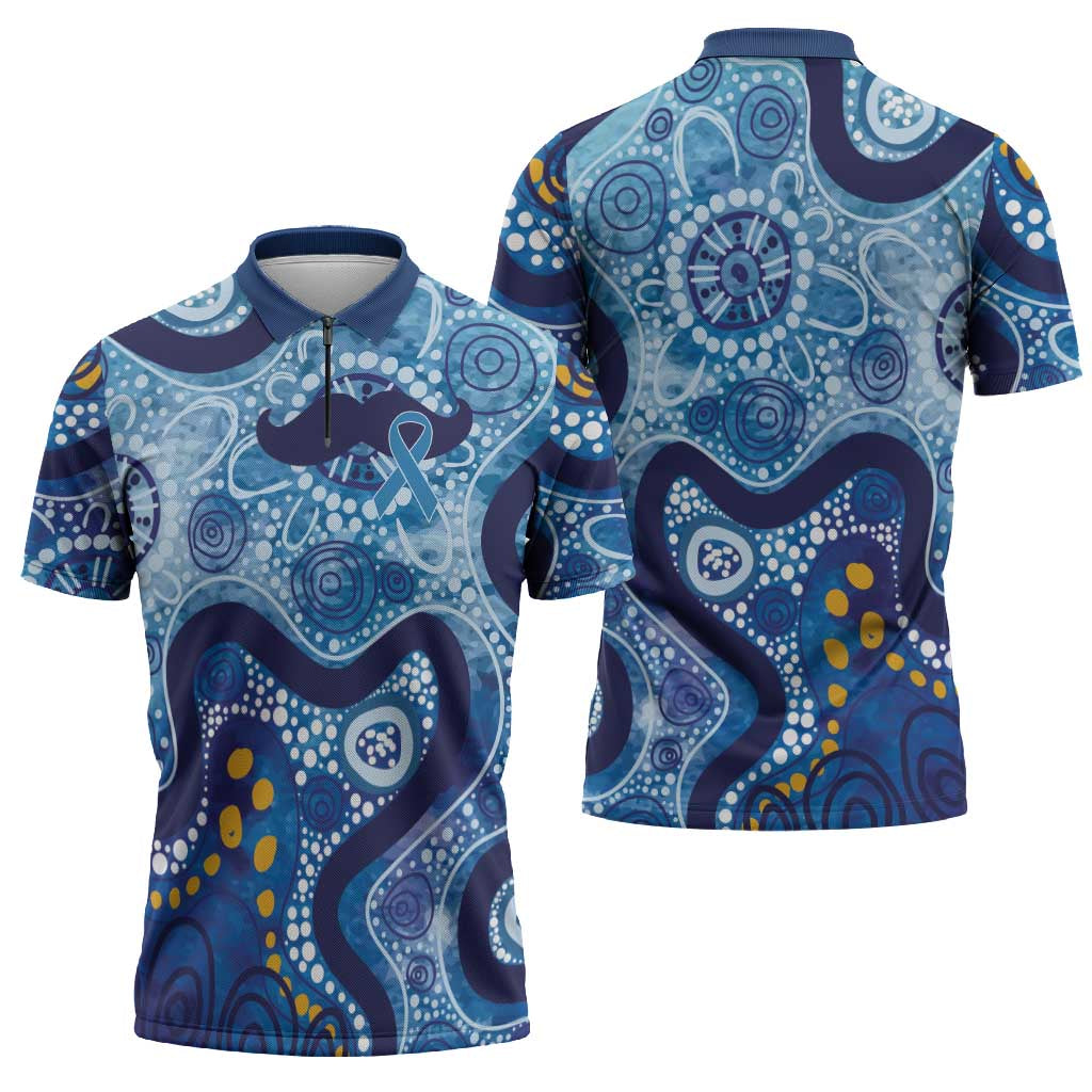 Australia Indigenous Blue Ribbon Zipper Polo Shirt Mo Bros Mustache - Aussie Hoodie