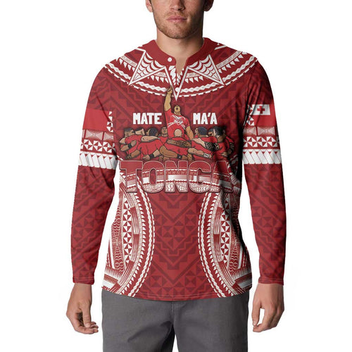 Personalized Mate Maa Tonga Rugby Button Sweatshirt Ofa Atu Tonga