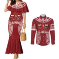 Personalized Mate Maa Tonga Rugby Couples Matching Mermaid Dress and Long Sleeve Button Shirt Ofa Atu Tonga