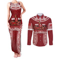 Personalized Mate Maa Tonga Rugby Couples Matching Tank Maxi Dress and Long Sleeve Button Shirt Ofa Atu Tonga