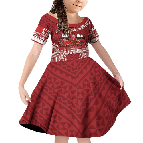 Personalized Mate Maa Tonga Rugby Family Matching Off Shoulder Short Dress and Hawaiian Shirt Ofa Atu Tonga