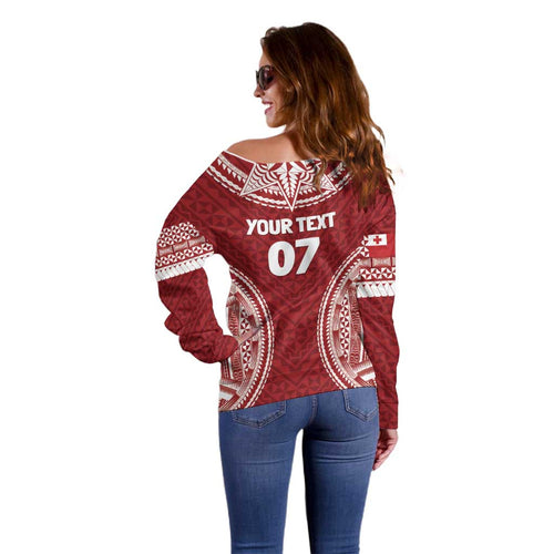 Personalized Mate Maa Tonga Rugby Off Shoulder Sweater Ofa Atu Tonga