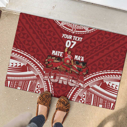 Personalized Mate Maa Tonga Rugby Rubber Doormat Ofa Atu Tonga