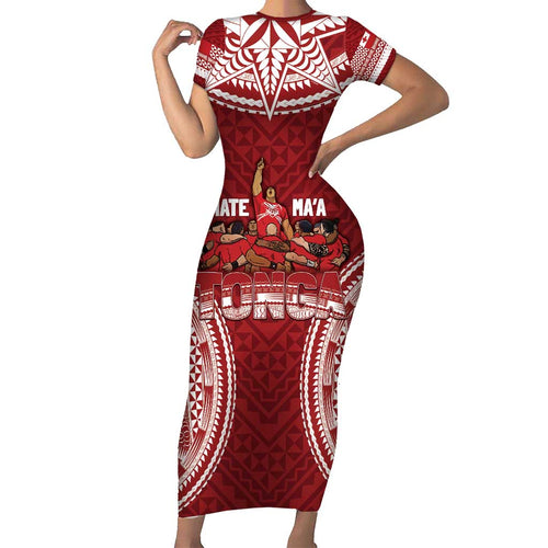 Personalized Mate Maa Tonga Rugby Short Sleeve Bodycon Dress Ofa Atu Tonga