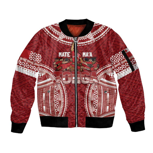 Personalized Mate Maa Tonga Rugby Sleeve Zip Bomber Jacket Ofa Atu Tonga