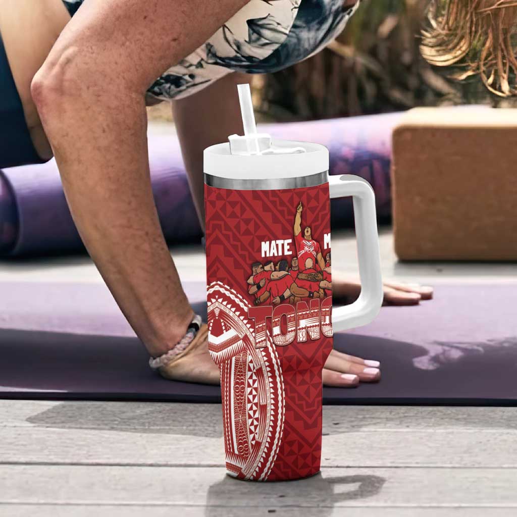 Personalized Mate Maa Tonga Rugby Tumbler With Handle Ofa Atu Tonga