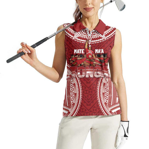 Personalized Mate Maa Tonga Rugby Women Sleeveless Polo Shirt Ofa Atu Tonga