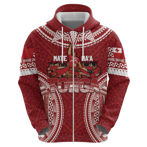 Personalized Mate Maa Tonga Rugby Zip Hoodie Ofa Atu Tonga