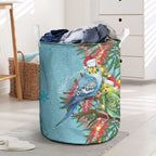 Blue Budgies on Callistemon Laundry Basket Merry Christmas Aussie - Aussie Hoodie