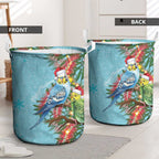 Blue Budgies on Callistemon Laundry Basket Merry Christmas Aussie - Aussie Hoodie