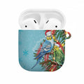 Blue Budgies on Callistemon AirPods Case Merry Christmas Aussie - Aussie Hoodie