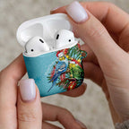 Blue Budgies on Callistemon AirPods Case Merry Christmas Aussie - Aussie Hoodie