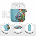 Blue Budgies on Callistemon AirPods Case Merry Christmas Aussie - Aussie Hoodie