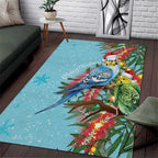 Blue Budgies on Callistemon Area Rug Merry Christmas Aussie - Aussie Hoodie