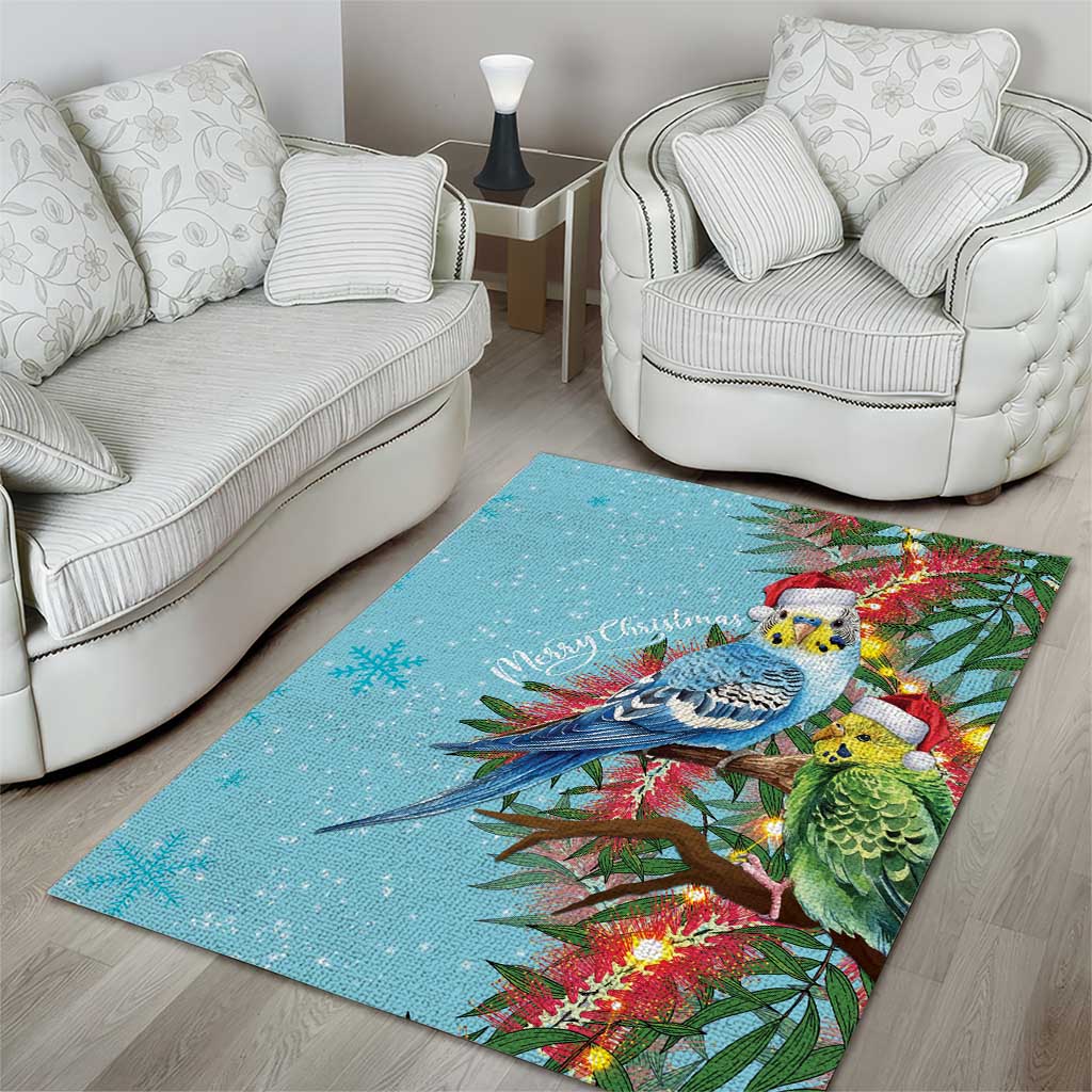 Blue Budgies on Callistemon Area Rug Merry Christmas Aussie - Aussie Hoodie