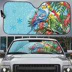 Blue Budgies on Callistemon Auto Sun Shade Merry Christmas Aussie - Aussie Hoodie