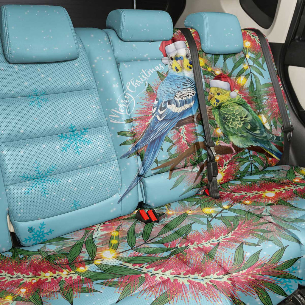Blue Budgies on Callistemon Back Car Seat Cover Merry Christmas Aussie - Aussie Hoodie