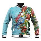 Blue Budgies on Callistemon Baseball Jacket Merry Christmas Aussie - Aussie Hoodie