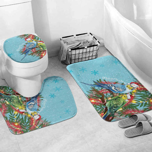 Blue Budgies on Callistemon Bathroom Set Merry Christmas Aussie - Aussie Hoodie