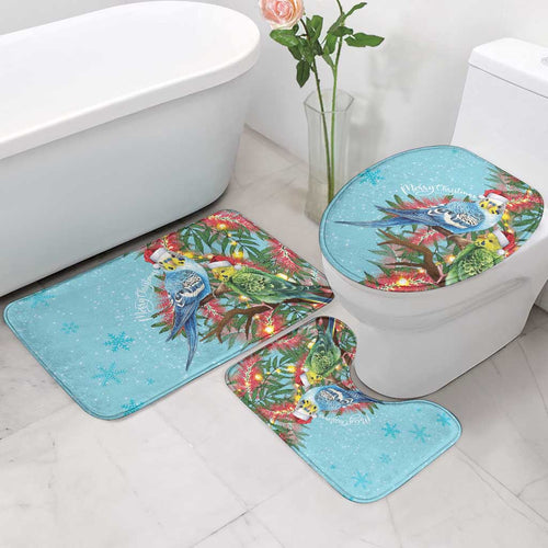 Blue Budgies on Callistemon Bathroom Set Merry Christmas Aussie - Aussie Hoodie