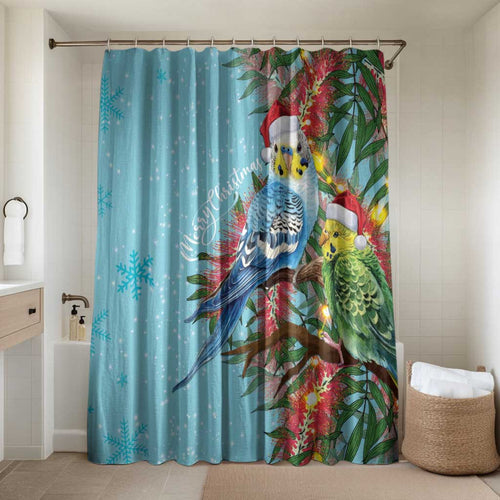 Blue Budgies on Callistemon Bathroom Set Merry Christmas Aussie - Aussie Hoodie