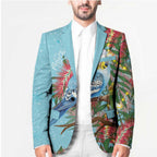 Blue Budgies on Callistemon Blazer Merry Christmas Aussie - Aussie Hoodie
