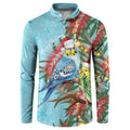 Blue Budgies on Callistemon Button Sweatshirt Merry Christmas Aussie - Aussie Hoodie