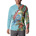 Blue Budgies on Callistemon Button Sweatshirt Merry Christmas Aussie - Aussie Hoodie