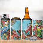 Blue Budgies on Callistemon 4 in 1 Can Cooler Tumbler Merry Christmas Aussie - Aussie Hoodie