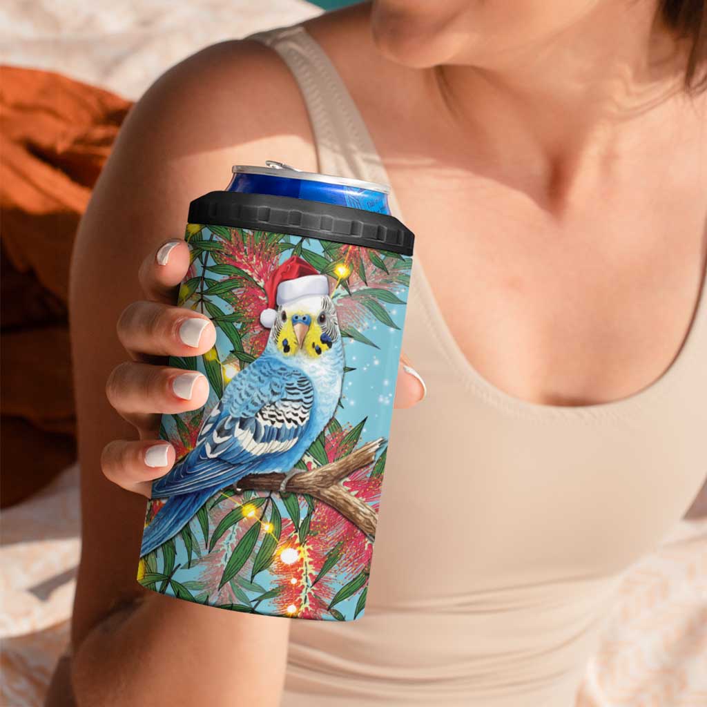 Blue Budgies on Callistemon 4 in 1 Can Cooler Tumbler Merry Christmas Aussie - Aussie Hoodie
