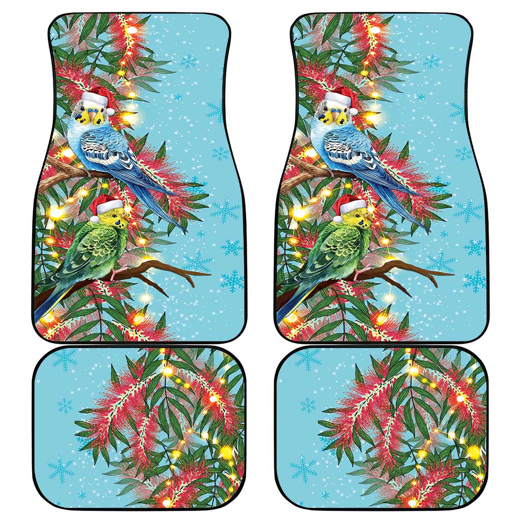 Blue Budgies on Callistemon Car Mats Merry Christmas Aussie - Aussie Hoodie