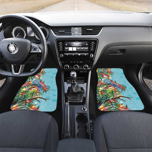 Blue Budgies on Callistemon Car Mats Merry Christmas Aussie - Aussie Hoodie