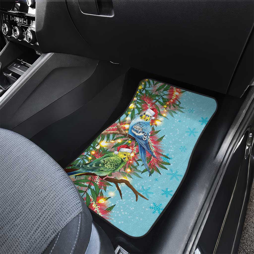 Blue Budgies on Callistemon Car Mats Merry Christmas Aussie - Aussie Hoodie