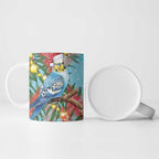Blue Budgies on Callistemon Ceramic Mug Merry Christmas Aussie - Aussie Hoodie