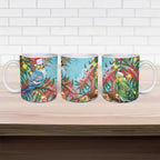 Blue Budgies on Callistemon Ceramic Mug Merry Christmas Aussie - Aussie Hoodie