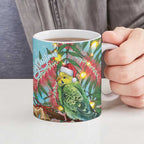 Blue Budgies on Callistemon Ceramic Mug Merry Christmas Aussie - Aussie Hoodie