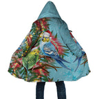 Blue Budgies on Callistemon Cloak Merry Christmas Aussie - Aussie Hoodie